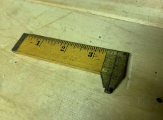 Vintage Stanley No.  136 Wood Brass Caliper 4” Long Scale