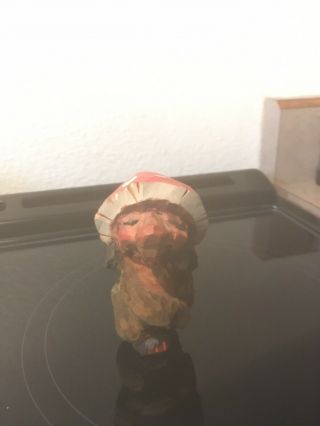 Henning: Hand Carved Wood Troll 3”norway Mushroom Hat