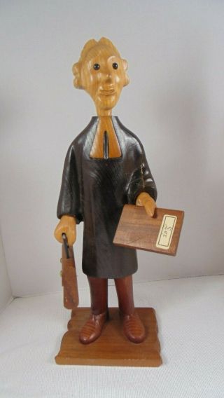 Vintage Romer Carved Wooden Figure Judge Attorney Lawyer Made In Italy