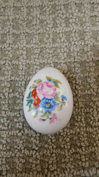 Vintage Limoges Castel Egg Shaped Porcelain Trinket Box Floral France Easter