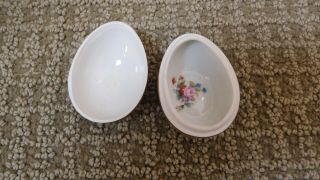Vintage Limoges Castel Egg Shaped Porcelain Trinket Box Floral France Easter 3