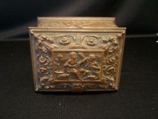 Antique French Gilt Bronze Jewelry Box Trinket Casket A.  B.  Paris 19th Century 3