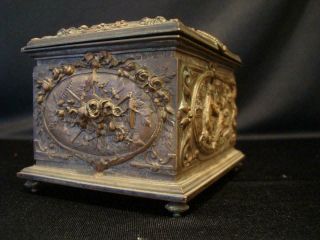 Antique French Gilt Bronze Jewelry Box Trinket Casket A.  B.  Paris 19th Century 4