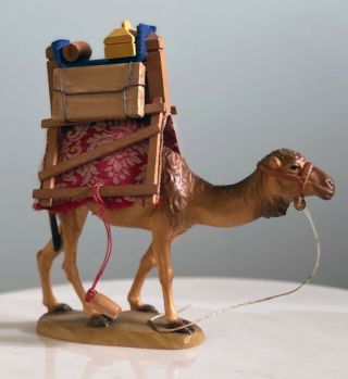 Anri Karl Kuolt Hand - Carved Nativity Dromedary - Camel With Pack 6 "