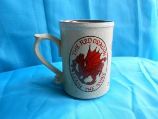 Laugharne Pottery Wale Red Dragon Stoneware Coffee Cup Mug Made In U.  K