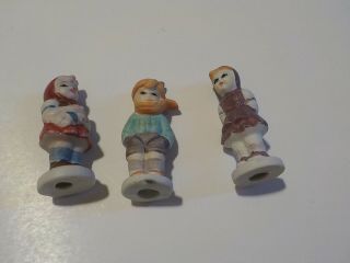 Vintage Set Of Three (3) Miniature Ceramic Figurines Girls & Boy