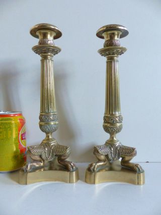Early 19th Century French Bronze Candlesticks 10 2/5 " 1820 