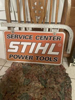 Vintage Stihl Chainsaw Power Tools Metal Hanging Sign Double Sided