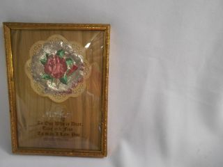 Vintage Metal Framed Mother With Saying Picture W Convex / Curved Glass Front