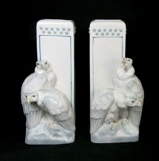 Rare Art Deco Porcelain Vultures Book Ends Reserved For Ace - Speed