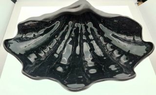 Ultra Rare Wedgwood Black Basalt Nautilus Clam,  Shell,  12 Inch Serving Bowl