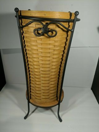Longaberger Wrought Iron Umbrella Stand With Basket Combo Vintage 2000 