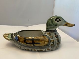 Vintage M.  A.  Hadley Stoneware Art Pottery Signed 11 " Duck Planter