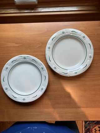Longaberger Woven Traditions Heritage Green (2) Bread Plates Usa