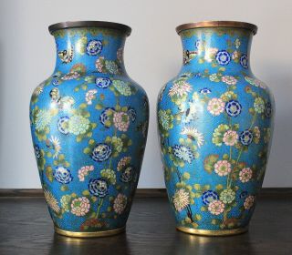 A Old Vintage Chinese Cloisonne Vases Circa 1850 Qing Dynast 718