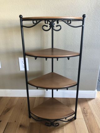 Longaberger Wrought Iron Corner Stand With 4 Shelves Warm Brown