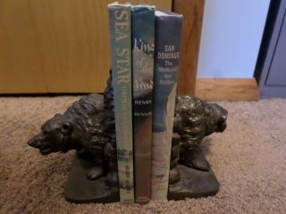 2 Old Grizzly Bear Book Ends Bradley Hubbard B&h Bronze Cast Iron Art Deco Cave