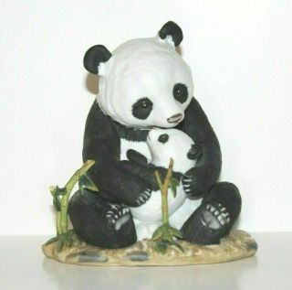 Panda Bear & Cub Homco Home Interiors Masterpiece Porcelain Figure Broken Bamboo
