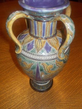 Rare Antique Doulton Lambeth Pottery Vase Made/signed By Louisa Edwards 1878