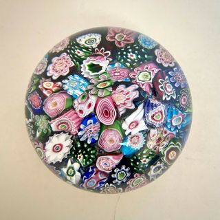 Antique Clichy Scrambled Millefiori Paperweight With Clichy Roses