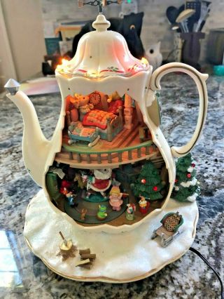 Holiday Bungalow Enesco Teapot Let It Snow Small World Of Music Illuminated Mice