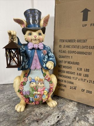 Rare 19” Jim Shore Large Easter Bunny Rabbit Lighted Lantern