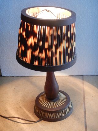 Vintage Ghidei Tedla Olive Wood Porcupine Quill Eritrea Ethiopia Lamp