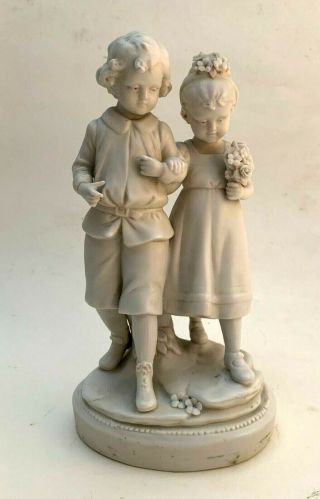 Antique German Schwarza - Saalbahn Biscuit Porcelain Figural Group Playing Wedding