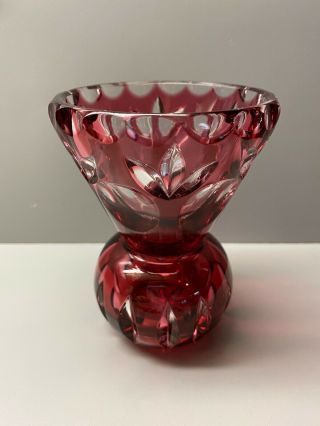 Nachtmann Bleikristall Cut To Clear Ruby Red Vase