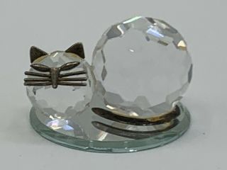 Franklin Curio Cabinet Cats Cut Crystal Very Rare
