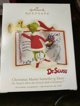 Hallmark Keepsake Ornament Grinch Dr Seuss Christmas Means Something More 2009