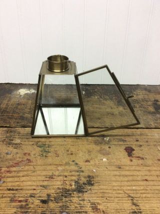 Glass and Brass Display Box Mirrored Floor and Unusual Shape LOW SHIP 3