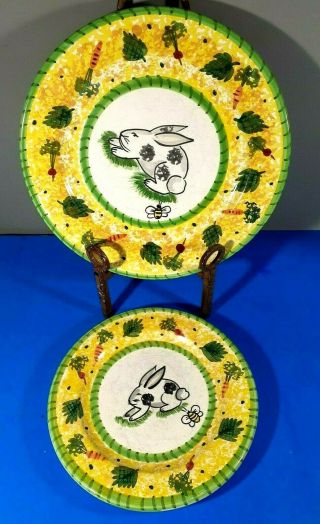 Bunny Spongeware Present Tense Dinner & Salad Plate Set - Anne Hathaway Italy