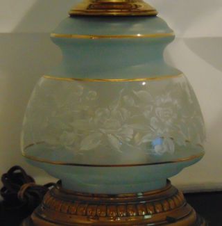 Vintage Quoziel Lamp 3 - way Satin Lace Hurricane 1978 3
