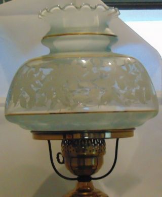 Vintage Quoziel Lamp 3 - way Satin Lace Hurricane 1978 4