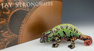 Jay Strongwater Chameleon " Louie " Figurine Swarovski Crystal