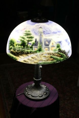 Thomas Kinkade Lamp “ A Light In The Storm” 23 " Two Light Lamp