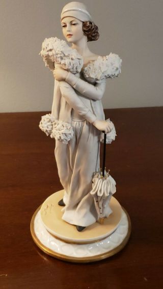 1980 Luigi Fabris Porcelain Figurine Lady W/umbrella Limited Ed 79/1000 Italy