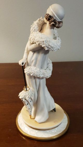 1980 Luigi Fabris Porcelain Figurine Lady w/Umbrella Limited Ed 79/1000 Italy 2