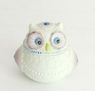 Vintage White Owl Trinket Box Lefton China Hand Painted 3 " X 3.  5 " No.  658 Dish