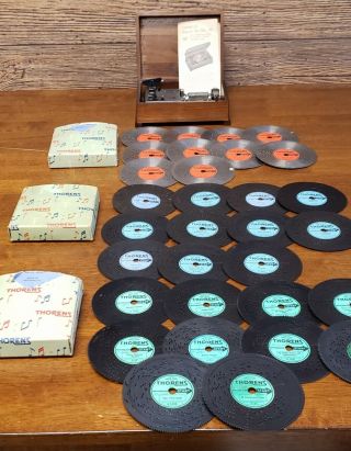 Thorens Ad 30 Automatic Disc Wood Music Box W/31 Metal Discs,