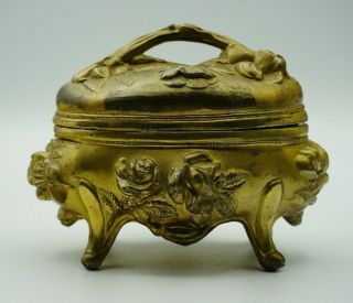 Antique Art Nouveau Victorian B&w Brainard & Wilson Casket Jewelry Box Rose 170