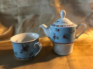 Laura Ashley Bone China Teapot And 1 Cup Set " High Tea Set " With