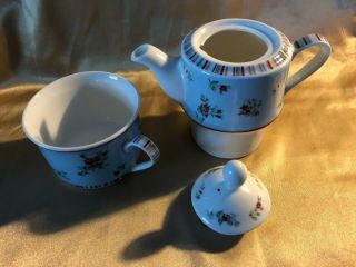 Laura Ashley Bone China TeaPot and 1 Cup Set 