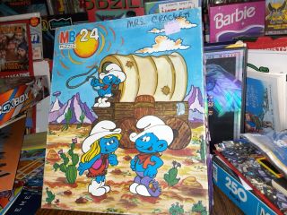 Vintage 1982 Smurf Giant 24pc Puzzle Great Shape W/box Complete Smurfette Mb