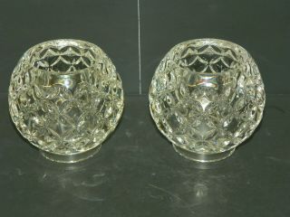 Pair Modern Heavy Glass Crystal? Globe Diamond Design Votive Candle Holders Vase