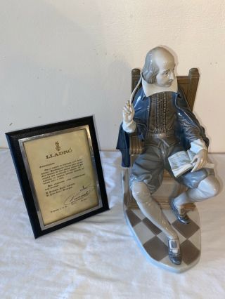 Shakespeare Lladro Porcelain Figurine W/ Certificate (very Rare)