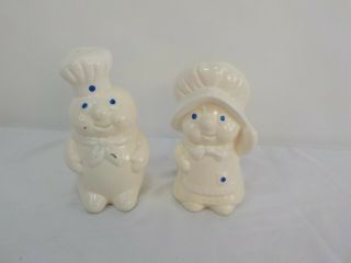 Vintage Pillsbury Dough Boy And Girl Salt And Pepper Shakers From 1988.