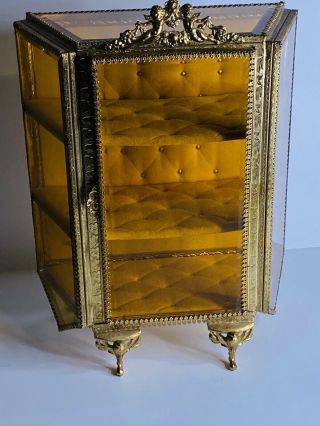 Rare & Antique French Ormolu Framed Jewelry Casket /display Cabinet