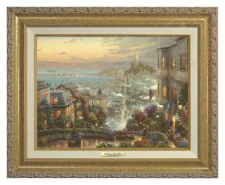 Thomas Kinkade San Francisco Lombard Street 12 X 16 Canvas Classic (gold Frame)